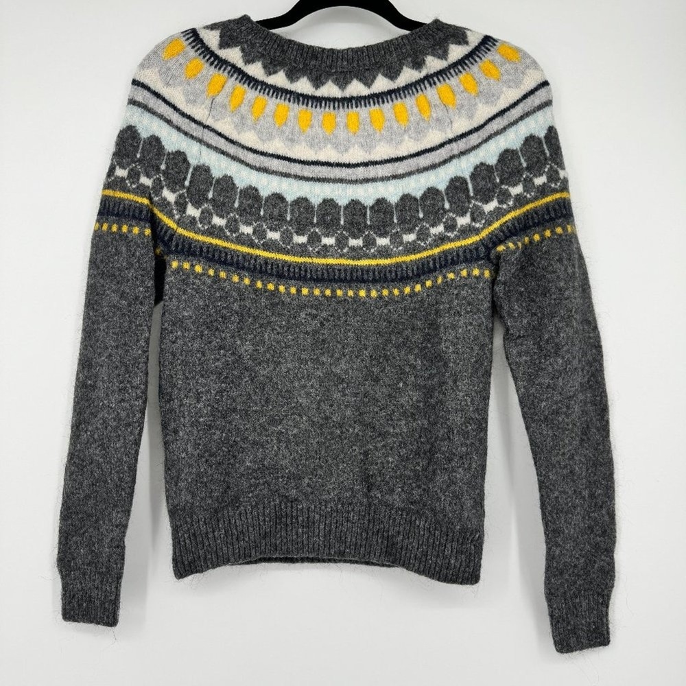 Gap Circular Fair Isle Mohair‎ Sweater XS Charcoal Heather Gray